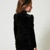 Robes*TWINSET Milano Robe Courte En Chenille Avec Fronces Noir