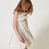 Robes*TWINSET Milano Robe Courte En Chenille Et Tulle Off White