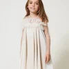 Robes*TWINSET Milano Robe Courte En Chenille Et Tulle Off White