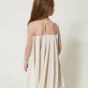 Robes*TWINSET Milano Robe Courte En Chenille Et Tulle Off White