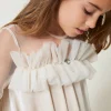 Robes*TWINSET Milano Robe Courte En Chenille Et Tulle Off White