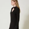 Robes De Cérémonie | Robes Élégantes*TWINSET Milano Robe Courte En Crêpe Avec Détails En Satin Noir