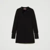 Robes De Cérémonie | Robes Élégantes*TWINSET Milano Robe Courte En Crêpe Avec Détails En Satin Noir
