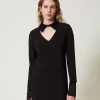 Robes De Cérémonie | Robes Élégantes*TWINSET Milano Robe Courte En Crêpe Avec Détails En Satin Noir