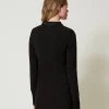 Robes De Cérémonie | Robes Élégantes*TWINSET Milano Robe Courte En Crêpe Avec Détails En Satin Noir