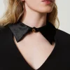 Robes De Cérémonie | Robes Élégantes*TWINSET Milano Robe Courte En Crêpe Avec Détails En Satin Noir