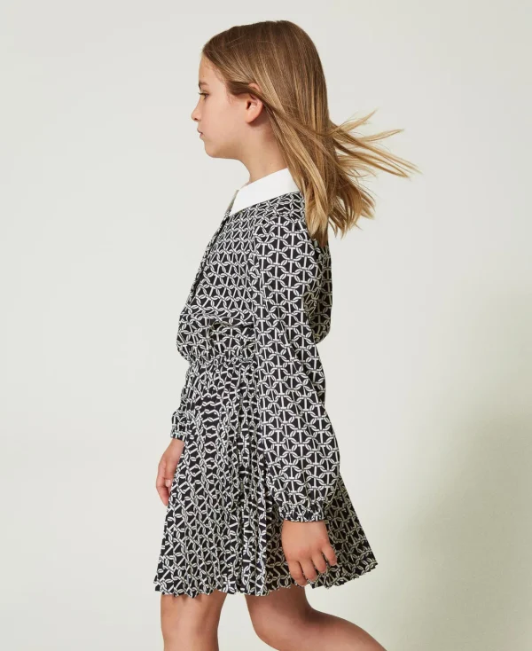 Robes*TWINSET Milano Robe Courte En Crêpe De Chine Avec Imprimé Imprimé Oval T Chaîne