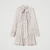 Robes De Cérémonie | Robes Courtes*TWINSET Milano Robe Courte En Crépon Avec Imprimé Nœuds Imprimé Nœuds Blanc « White Cream »/Noir