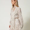 Robes De Cérémonie | Robes Courtes*TWINSET Milano Robe Courte En Crépon Avec Imprimé Nœuds Imprimé Nœuds Blanc « White Cream »/Noir