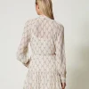 Robes De Cérémonie | Robes Courtes*TWINSET Milano Robe Courte En Crépon Avec Imprimé Nœuds Imprimé Nœuds Blanc « White Cream »/Noir