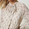 Robes De Cérémonie | Robes Courtes*TWINSET Milano Robe Courte En Crépon Avec Imprimé Nœuds Imprimé Nœuds Blanc « White Cream »/Noir