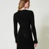 robe_courte_en_maille_ave_3-1.webp Robes En Maille | Robes Courtes*TWINSET Milano Robe Courte En Maille Avec Mélange De Points Noir