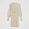 robe_courte_en_maille_cte_1-1.webp Robes En Maille | Robes Courtes*TWINSET Milano Robe Courte En Maille Côtelée Avec Ceinture Blanc « White Cream »