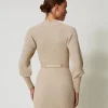 robe_courte_en_maille_cte_3-1.webp Robes En Maille | Robes Courtes*TWINSET Milano Robe Courte En Maille Côtelée Avec Ceinture Blanc « White Cream »