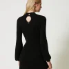 Robes De Cérémonie | Robes Élégantes*TWINSET Milano Robe Courte En Maille De Laine Mélangée Avec Crochet Noir