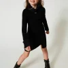 Robes*TWINSET Milano Robe Courte En Maille Effet Fourrure Noir