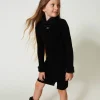 Robes*TWINSET Milano Robe Courte En Maille Effet Fourrure Noir
