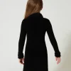 Robes*TWINSET Milano Robe Courte En Maille Effet Fourrure Noir