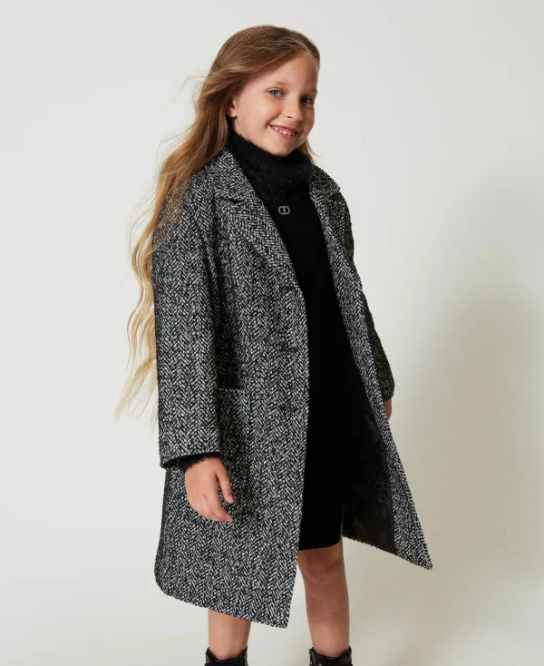 Robes*TWINSET Milano Robe Courte En Maille Effet Fourrure Noir