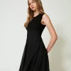 Robes Élégantes | Robes En Maille*TWINSET Milano Robe Courte En Maille Et Crêpe Georgette Noir