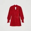 Robes De Cérémonie | Robes Élégantes*TWINSET Milano Robe Courte En Maille Florale Au Crochet Rouge Vénitien