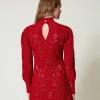 Robes De Cérémonie | Robes Élégantes*TWINSET Milano Robe Courte En Maille Florale Au Crochet Rouge Vénitien