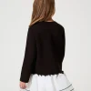 Robes*TWINSET Milano Robe Courte En Scuba Et Organza Bicolore Noir / Blanc Cassé