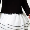 Robes*TWINSET Milano Robe Courte En Scuba Et Organza Bicolore Noir / Blanc Cassé