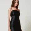 Robes De Cérémonie | Robes Courtes*TWINSET Milano Robe Courte En Sergé Mikado Avec Nœud Noir
