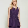Robes De Cérémonie | Robes Élégantes*TWINSET Milano Robe Courte En Taffetas Avec Volant Aubergine