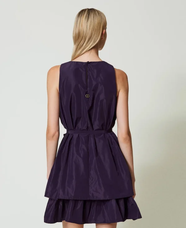 Robes De Cérémonie | Robes Élégantes*TWINSET Milano Robe Courte En Taffetas Avec Volant Aubergine