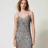 Robes De Cérémonie | Robes Élégantes*TWINSET Milano Robe Courte En Tulle Avec Broderie Réalisée à La Main Gris Anthracite