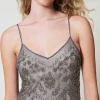 Robes De Cérémonie | Robes Élégantes*TWINSET Milano Robe Courte En Tulle Avec Broderie Réalisée à La Main Gris Anthracite