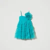 Robes De Cérémonie | Robes Élégantes*TWINSET Milano Robe Courte En Tulle Et Organza Vert « Tropical Emerald »