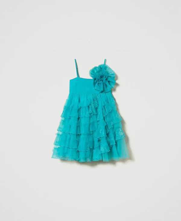 Robes De Cérémonie | Robes Élégantes*TWINSET Milano Robe Courte En Tulle Et Organza Vert « Tropical Emerald »