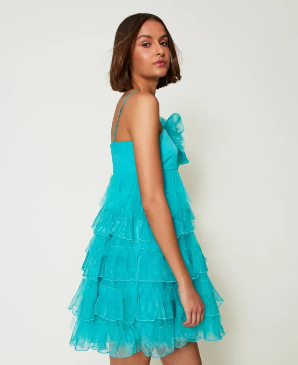 Robes De Cérémonie | Robes Élégantes*TWINSET Milano Robe Courte En Tulle Et Organza Vert « Tropical Emerald »
