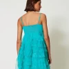 Robes De Cérémonie | Robes Élégantes*TWINSET Milano Robe Courte En Tulle Et Organza Vert « Tropical Emerald »