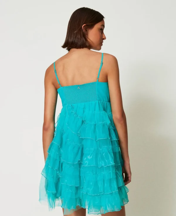 Robes De Cérémonie | Robes Élégantes*TWINSET Milano Robe Courte En Tulle Et Organza Vert « Tropical Emerald »