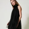 robe_courte_en_tulle_plis_0.webp Robes Élégantes | Robes Courtes*TWINSET Milano Robe Courte En Tulle Plissé Noir