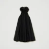 robe_courte_en_tulle_plis_1.webp Robes Élégantes | Robes Courtes*TWINSET Milano Robe Courte En Tulle Plissé Noir