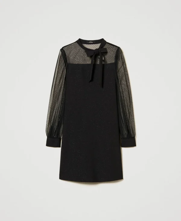 robe_courte_en_tulle_plum_1.webp Robes Élégantes | Robes Courtes*TWINSET Milano Robe Courte En Tulle Plumetis Noir