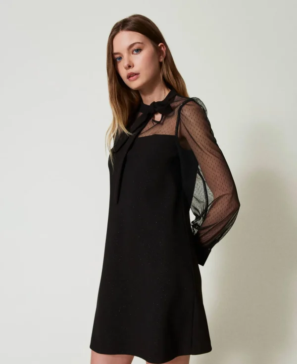 robe_courte_en_tulle_plum_2.webp Robes Élégantes | Robes Courtes*TWINSET Milano Robe Courte En Tulle Plumetis Noir