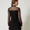 robe_courte_en_tulle_plum_3.webp Robes Élégantes | Robes Courtes*TWINSET Milano Robe Courte En Tulle Plumetis Noir