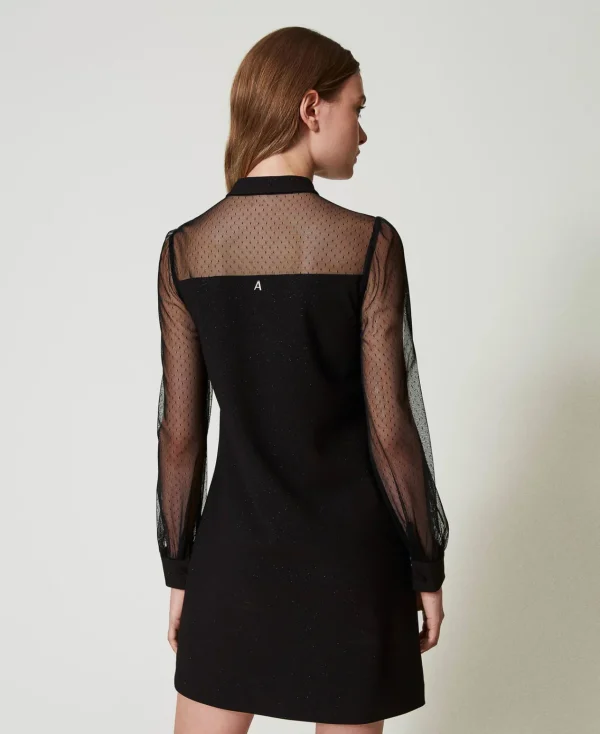 robe_courte_en_tulle_plum_3.webp Robes Élégantes | Robes Courtes*TWINSET Milano Robe Courte En Tulle Plumetis Noir