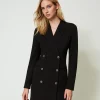 robe_courte_modle_robeman_0.webp Robes De Cérémonie | Robes Élégantes*TWINSET Milano Robe Courte Modèle Robe-manteau Croisée Noir