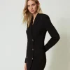robe_courte_modle_robeman_2.webp Robes De Cérémonie | Robes Élégantes*TWINSET Milano Robe Courte Modèle Robe-manteau Croisée Noir