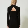 robe_courte_modle_robeman_3.webp Robes De Cérémonie | Robes Élégantes*TWINSET Milano Robe Courte Modèle Robe-manteau Croisée Noir
