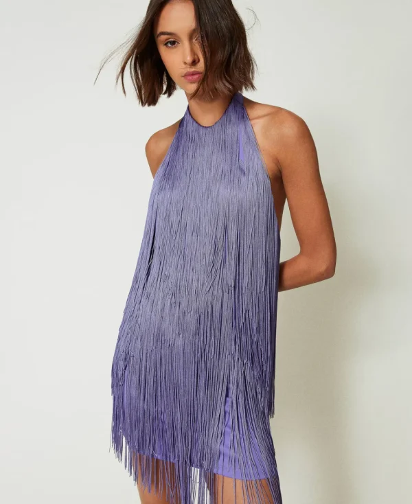 Robes De Cérémonie | Robes Élégantes*TWINSET Milano Robe Courte MYFO Avec Franges Pale Purple