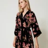 Sous-Vêtements Et Vêtements De Nuit*TWINSET Milano Robe De Chambre En Velours Dévoré Floral Multicolore Blooming