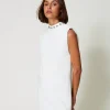 Robes De Cérémonie | Robes Courtes*TWINSET Milano Robe En Crêpe Cady Avec Perles Métalliques Crème White